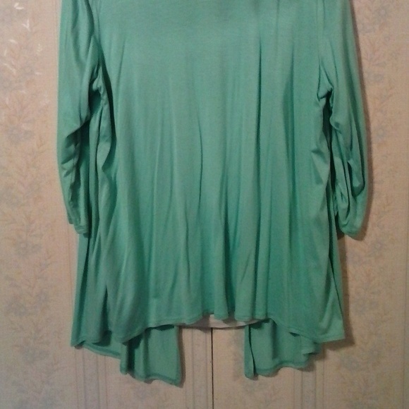 AGB WOMAN 3/4 Sleeve GREEN 2-N-1 LAYERED LOOK BEADED BLOUSE - Picture 7 of 7